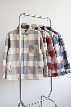 出口韩单元单 宽松版型 加厚加绒格子衬衫外套 WT757