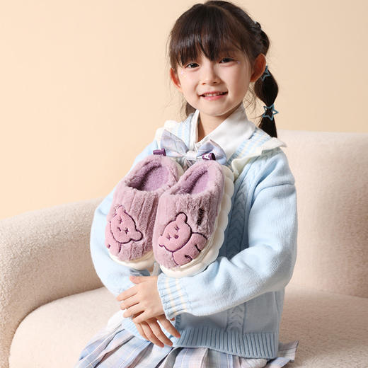 猪爸爸儿童棉拖鞋秋冬季男童女童小熊拖鞋家居鞋小孩毛毛拖鞋 商品图2
