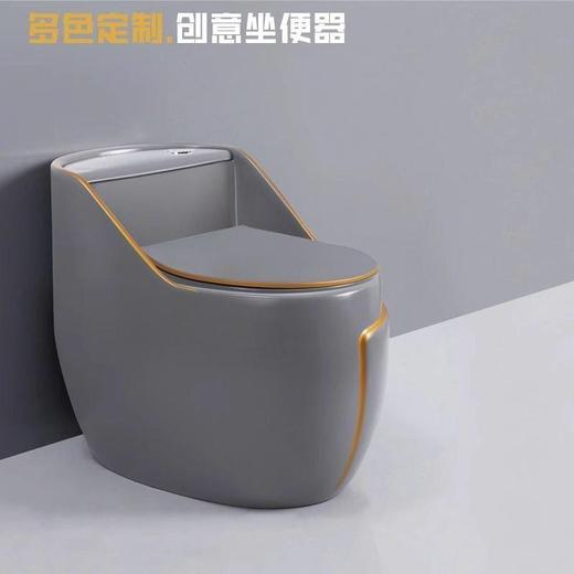 卫生间静音大坐便器灰色个性节水马桶陶瓷管道轻奢虹吸式家用 商品图2