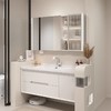 浴室柜烤组合洗脸盆橡木一体风法式洗手盆陶瓷奶油漆洗漱柜卫生间 商品缩略图3