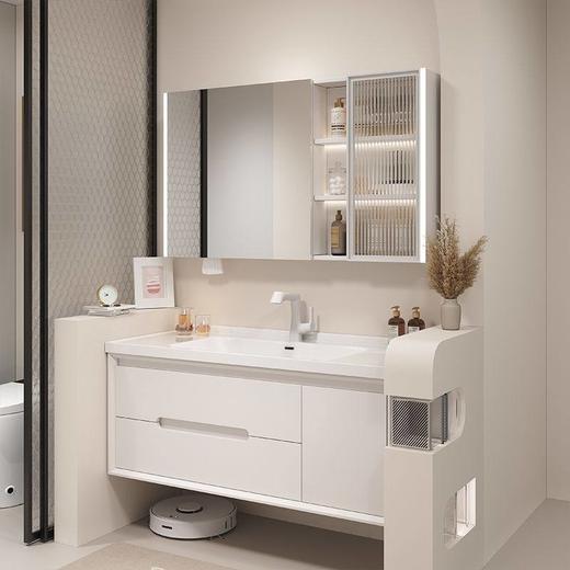 浴室柜烤组合洗脸盆橡木一体风法式洗手盆陶瓷奶油漆洗漱柜卫生间 商品图3