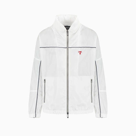 EMPORIO ARMANI 阿玛尼 男士带拉链和滚边的尼龙短防晒衣 白色 EM000176 AF10496 U0003 商品图0