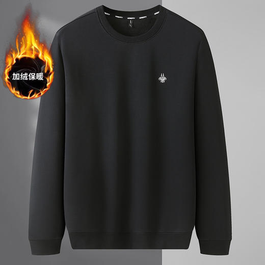 【新款DZP】大依优型大码加绒长袖卫衣圆领套头印花卫衣加肥加大宽松休闲上衣男士 商品图2