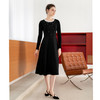 司歌羊毛长袖收腰连衣裙小黑裙礼服冬内搭裙子A901010X 商品缩略图2