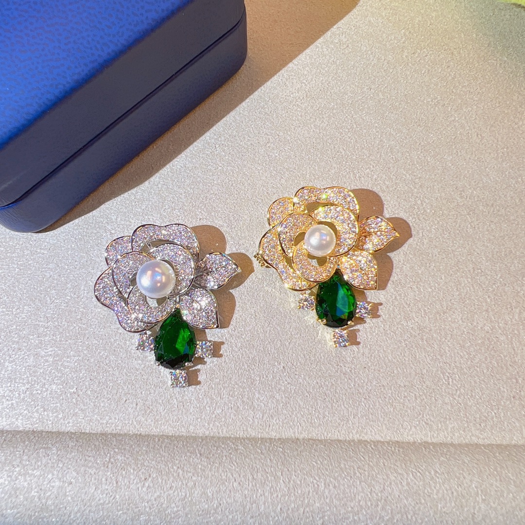 7DAYS茶花宝石胸针