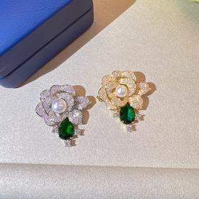 7DAYS茶花宝石胸针