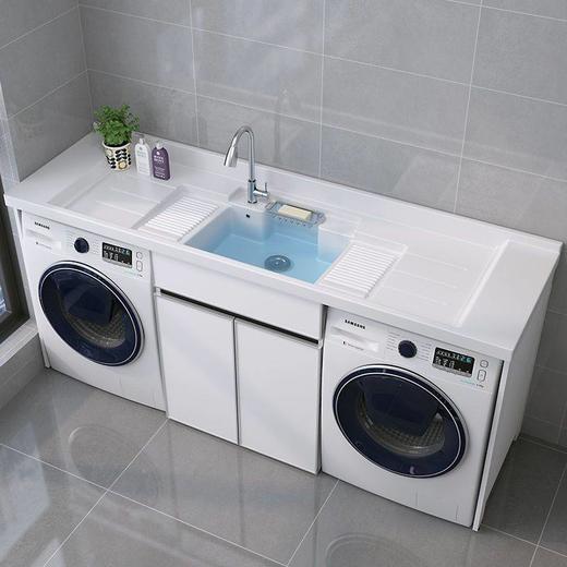 厂家洗衣机组合柜烘干机阳台柜排放太空洗衣衣柜铝洗并一体池 商品图2