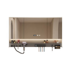 卫生间牙刷一体浴室镜氛围层板消毒智能柜带多功能架镜柜灯吹风机