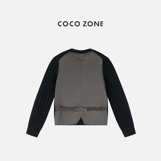 COCO ZONE 时尚竖条纹长袖针织开衫休闲圆领上衣CC1C1900 商品图1