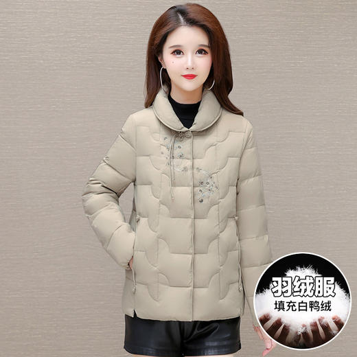 国风时尚印花加厚保暖羽绒服，短款洋气白鸭绒外套QYM-CR-JYM3R02-L 商品图2