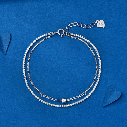 卡蒂罗/KADER 星河入梦手链 闪耀银河流光双链造型设计素链 满镶锆石璀璨星河手饰时尚吸睛 925银 送女友礼物 商品图4