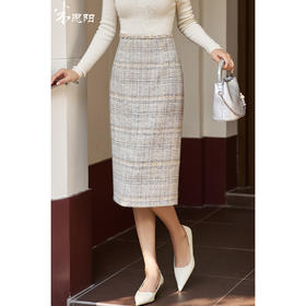 剩XL/XXL 米思阳2026春季新款小香风细闪粗花呢半身裙显瘦轻奢包臀裙女4223