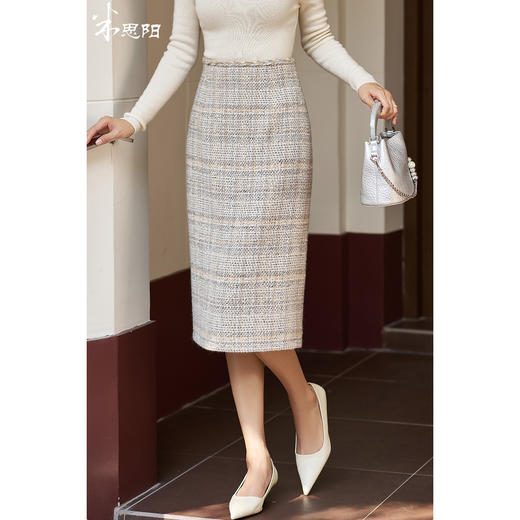 剩XL/XXL 米思阳2026春季新款小香风细闪粗花呢半身裙显瘦轻奢包臀裙女4223 商品图0