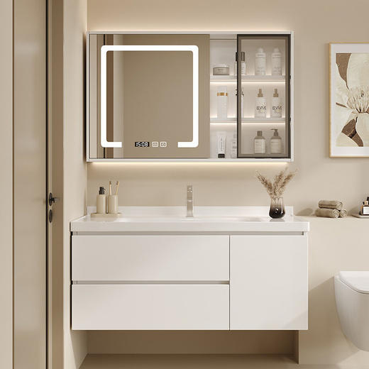 洗漱洗脸盆陶瓷浴室柜卫生间台实木组合盆挂一体洗手智能柜墙组合 商品图3