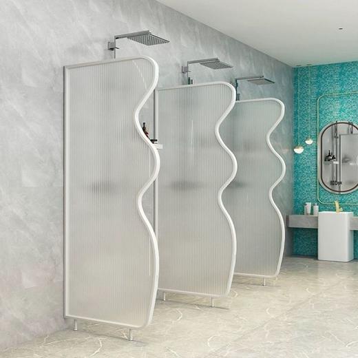 玻璃隔断澡堂遮挡游泳馆不锈钢公共卫生间淋浴间屏风长虹防水挡板 商品图3