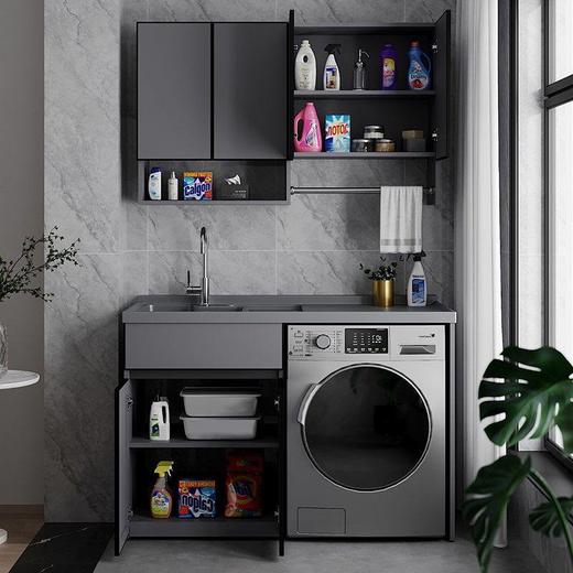 卫生间滚筒浴室柜洗衣机一体洗衣衣柜洗台盆搓板柜带阳台池槽 商品图3