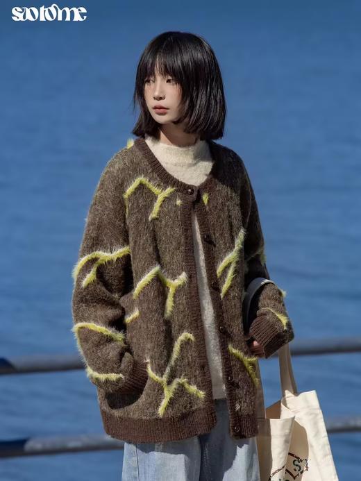 早乙女惠子saotome/STMMY243223/立体不规则树纹提花毛衣开衫 商品图0