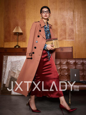 “曼哈顿Lady”颈袖添香-风衣-J20394708A 颈袖添香2024秋冬职场气质时尚中长款修身外套女士大衣 时尚气质大衣