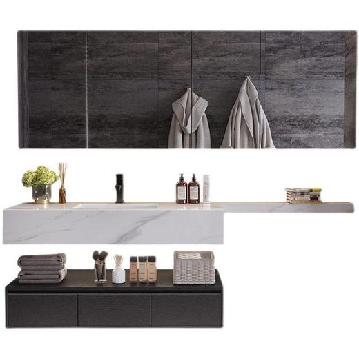 式卫生间洗脸盆分体式延长浴室柜台面马桶浴室柜双层组合新品岩板 商品图3