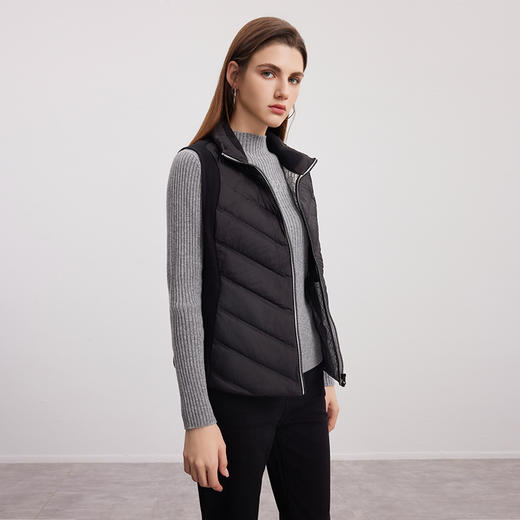 【女士无袖羽绒背心】24年秋冬新品女士90白鹅绒无袖鹅绒服纯色休闲立领外套 商品图1