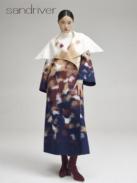 sandriver手工羊绒毡长款大衣