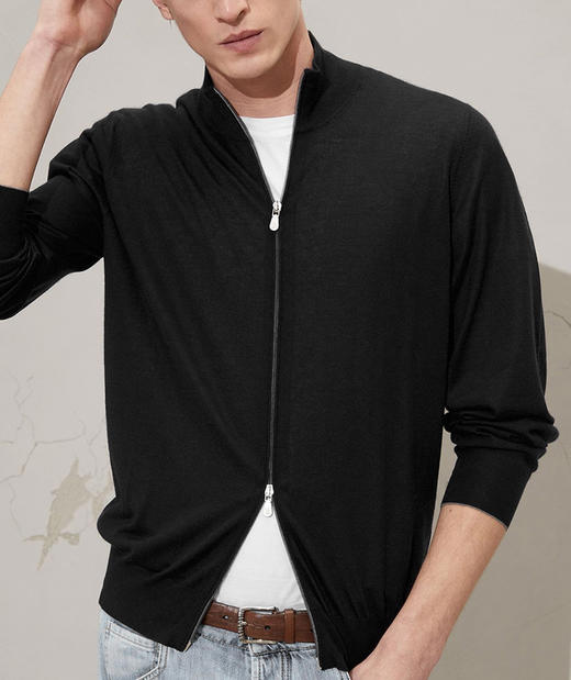 柜13K BC同款羊毛桑蚕丝混纺面料拉链针织开衫 商品图1