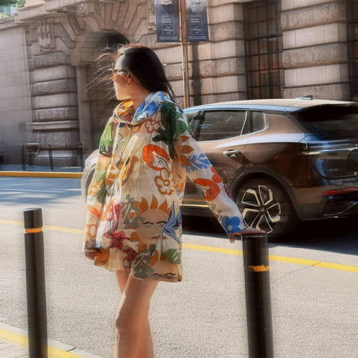 【顺丰包邮】99548 洛诗琳设计感童趣彩绘休闲卫衣短裤两件套0838 商品图1