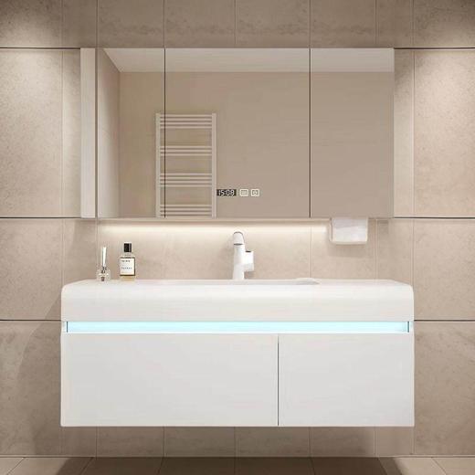 柜盆圆弧脸盆陶瓷浴室柜洗手盆一体卫生间盆洗脸盆肤感洗漱盆组合 商品图0