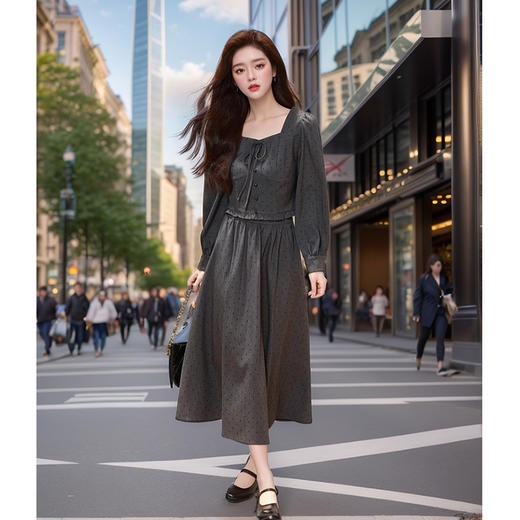 奢姿大码女装2024秋季减龄波点方领两件套胖妹妹木耳边时尚套装9943955453 商品图2