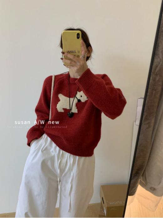 😍😍【岚可可韩版减龄卡通小狗圆领毛衣】🌟1、可爱俏皮的卡通小狗图案💯，亮眼夺目，👉提升整衣设计亮点和造型感🌸🌸🌸！ 商品图3