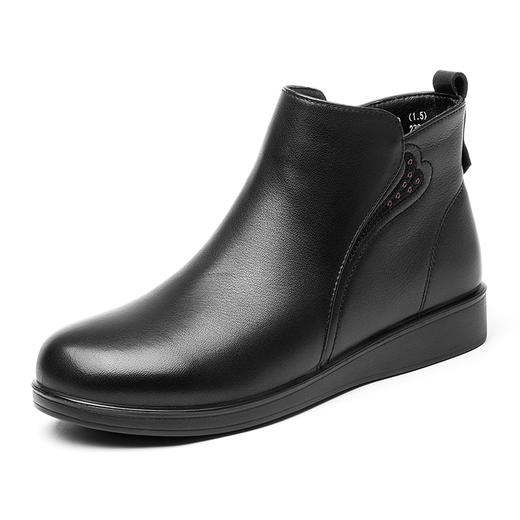 信诺真皮厚底短靴女2024冬季新款加绒妈妈棉鞋舒适软底女鞋皮靴子M681-18D 商品图4