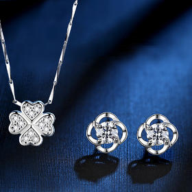 QXYEDSYCED+XLLH 足银999四叶草耳钉气质女时尚耳环百搭简约耳钉2024年新款