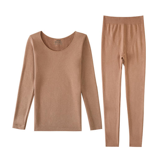 【发热毛圈秋衣秋裤】女士圆领高腰收腹秋冬季保暖内衣套装加厚毛圈绒发热秋衣秋裤批发 商品图4