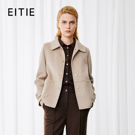 EITIE爱特爱冬季新款时尚翻领显瘦纯色毛呢大衣外套8014736 商品图1