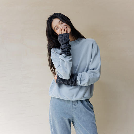 绽放724朵/果实卫衣早秋多色刺绣结构感线迹套头长绒棉圆领上衣 商品图1