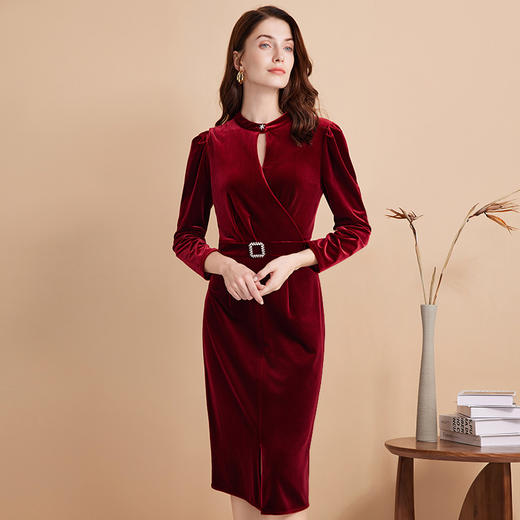 EITIE爱特爱秋季新款束腰显瘦修身百搭通勤连衣裙7507243 商品图3