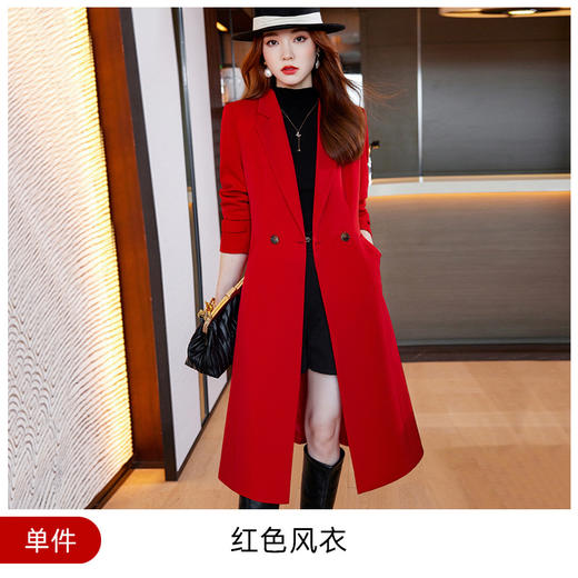 雀说新款气质西服长款休闲款过膝女风衣AL20215 商品图6