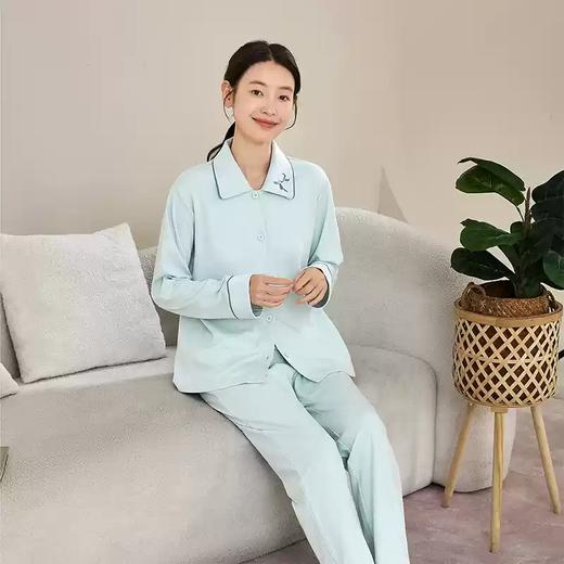 康妮雅女式长袖长裤开襟套装 商品图0