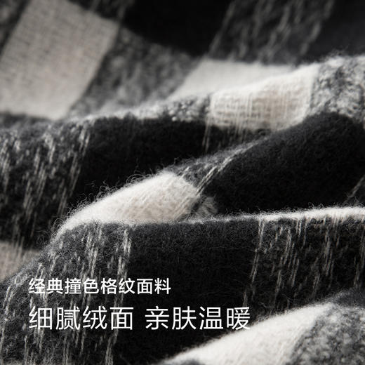 森马围巾女2024秋冬新款韩系格纹披肩加宽两用温暖绒面围脖撞色潮 商品图3