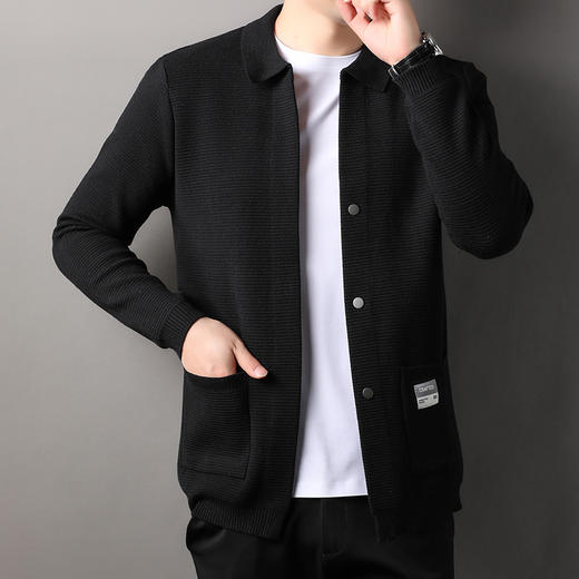 【新款DSK】大依优型大码男装休闲开衫毛衣净版拉链翻领针织衫夹克外套 商品图6