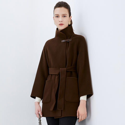 EITIE爱特爱冬季新款时尚气质立领通勤显瘦系带毛呢大衣女外套7614315 商品图2