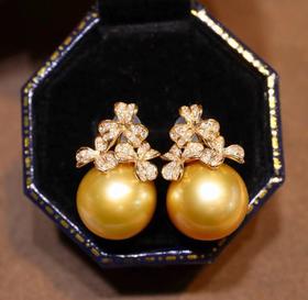 南洋金珍珠耳钉 12.7mm