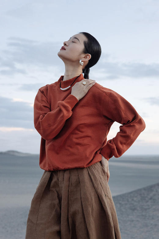 绽放724朵/果实卫衣早秋多色刺绣结构感线迹套头长绒棉圆领上衣 商品图5