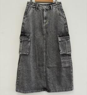 N2双侧口袋后侧开叉牛仔长半裙40920（黑） 秋季 143120150321