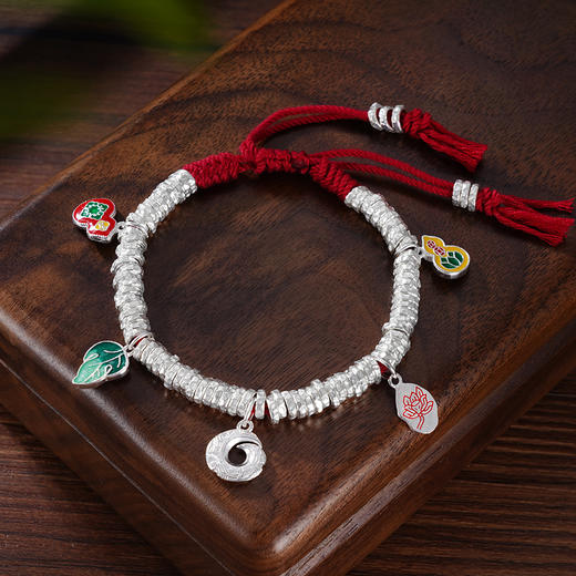 子佩集S999银【一叶福生】手串【SC000729】纯银钱串手链腰缠万贯盘缠盘缠2409 商品图4