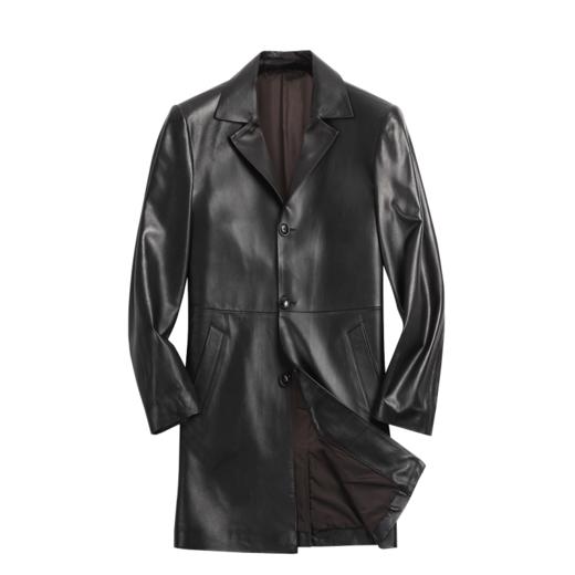 20WPPY1707M00180  比菲力BEVERRY  新款时尚西装领绵羊皮中长款皮风衣商务休闲男士真皮皮衣秋冬外套 商品图1