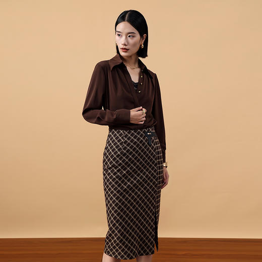 【顺丰包邮】99415 洛诗琳法式高级感衬衫气质复古格子裙两件套212 商品图4