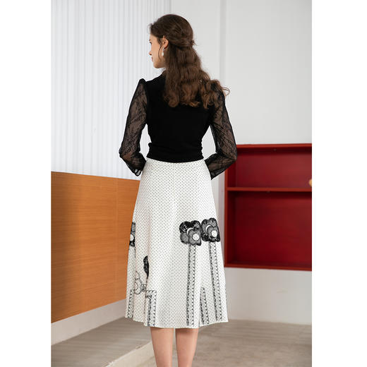 司歌蕾丝上衣长袖复古仙气弹力修身春秋F901090X 商品图3