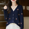 丁摩小蜜蜂刺绣精纺羊毛针织开衫新款欧货女装毛衣打底衫AL86-3292 商品缩略图2