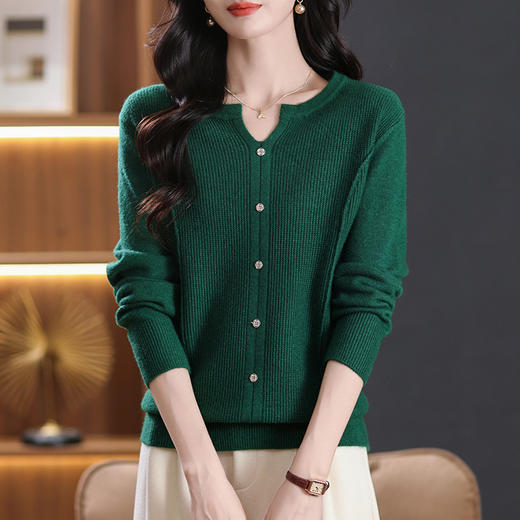 CC-5-6117秋季圆领减龄短款针织毛衣女2024新款大码宽松气质百搭纯色打底衫 商品图3